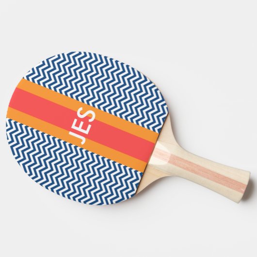 Monogram Navy Zickzack Ping Pong Paddle Tischtennis Schläger (Seitenansicht)