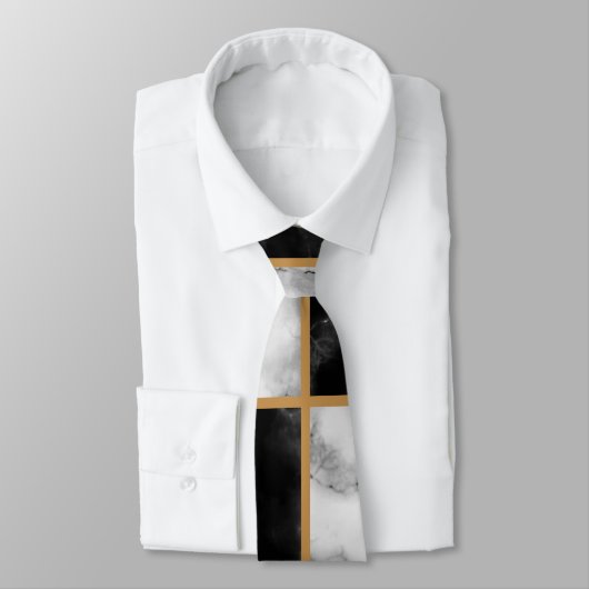 Monogram Neck Tie mit Schwarz-weißem Marmor Krawatte (Gebunden)