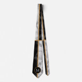 Monogram Neck Tie mit Schwarz-weißem Marmor Krawatte (Vorderseite)