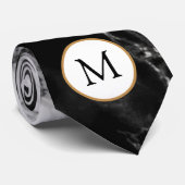 Monogram Neck Tie Schwarz-weiß Marble Stone Design Krawatte (Gerollt)