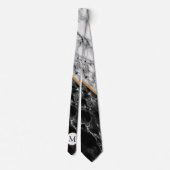 Monogram Neck Tie Schwarz-weiß Marble Stone Design Krawatte (Rückseite)
