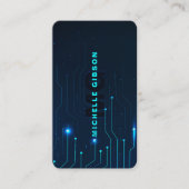 Monogram Neon Blue Tech Moderner Software Engineer Visitenkarte (Vorderseite)