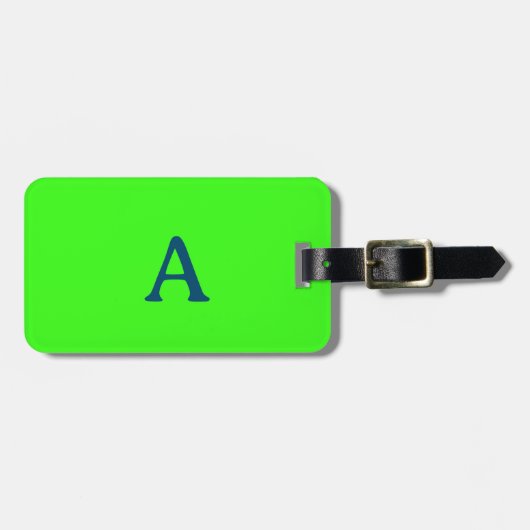 Monogram Neon Green Ocean Blau farbenfrohe Geschen Gepäckanhänger (Vorderseite horizontal)