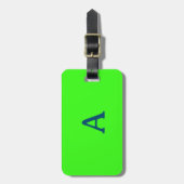 Monogram Neon Green Ocean Blau farbenfrohe Geschen Gepäckanhänger (Vorderseite vertikal)