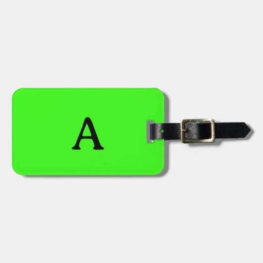 Monogram Neon Green Script Wedding Gift Favor Gepäckanhänger (Vorderseite horizontal)