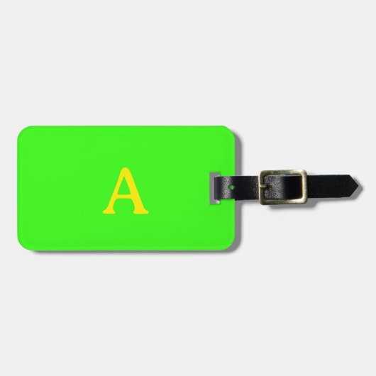 Monogram Neon Green Yellow Blue Colors Gift Gepäckanhänger (Vorderseite horizontal)