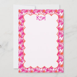 Monogram Neon Pink Orange Palm Tree Ibiza Einladung