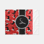 Monogram Neon Red Glitzer Boston Terrier Fleecedecke (Vorderseite (Horizontal))