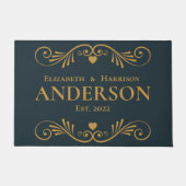 Monogram neu personalize Name Blue Gold Fußmatte (Vorderseite)