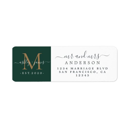 Monogram, neu verheiratet, Rücksendeadresse (Vorne)