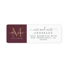 Monogram, neu verheiratet, Rücksendeadresse