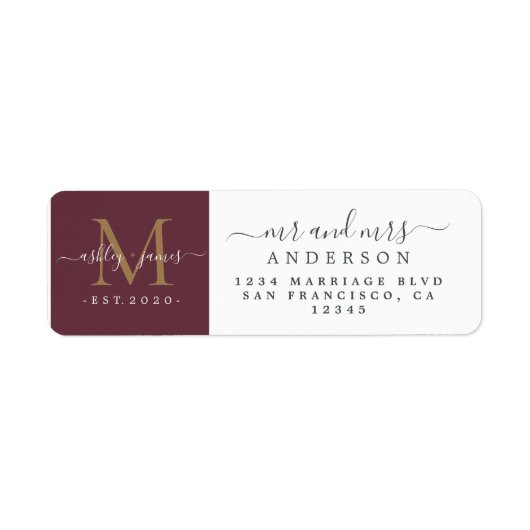 Monogram, neu verheiratet, Rücksendeadresse (Vorne)