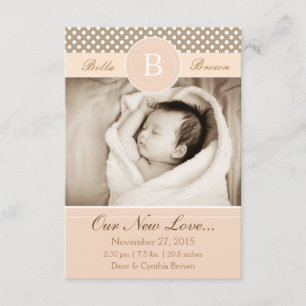 Monogram Neutral Beige Birth Ankündigung Neue Lieb
