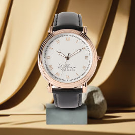 Monogram-Neutral-Elfenbeincreme | Modern Gold stil Armbanduhr