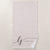 Monogram Neutral Modern Elegant Calligraphy Script Strandtuch (Vorderseite)