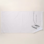Monogram Neutral Modern Elegant Script Calligraphy Strandtuch (Vorderseite)