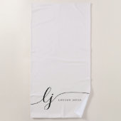 Monogram Neutral Modern Elegant Script Calligraphy Strandtuch (Vorderseite)