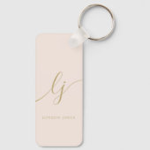Monogram Neutral Modern Minimal Stylish Blush Gold Schlüsselanhänger (Rückseite)