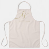 Monogram Neutral Modern Minimal Stylish Blush Gold Schürze (Vorderseite)