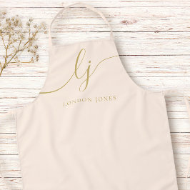 Monogram Neutral Modern Minimal Stylish Blush Gold Schürze