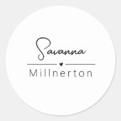 Monogram Neutral Modern Minimalist Elegant Runder Aufkleber (Vorderseite)