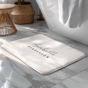 Monogram Neutral Modern Minimalist Stylish Badematte