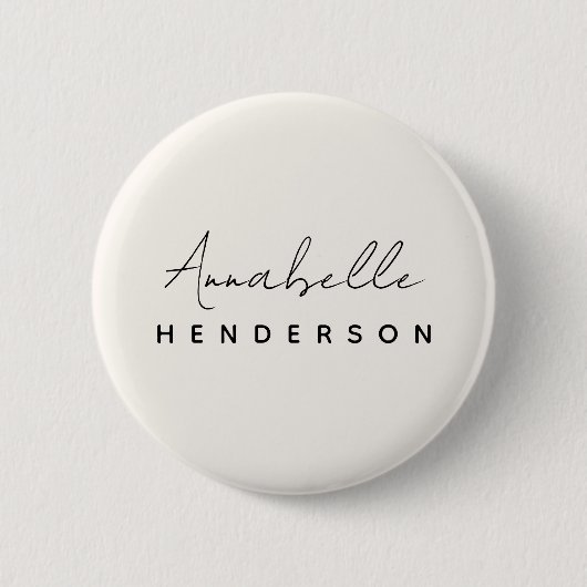 Monogram Neutral Modern Minimalist Stylish Button (Vorderseite)