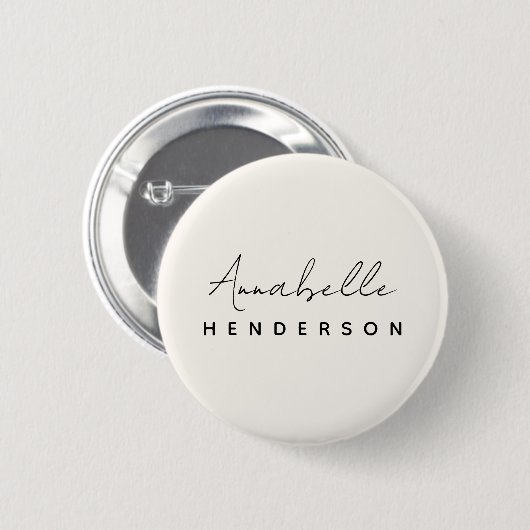 Monogram Neutral Modern Minimalist Stylish Button (Vorne & Hinten)