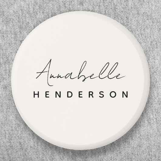 Monogram Neutral Modern Minimalist Stylish Button