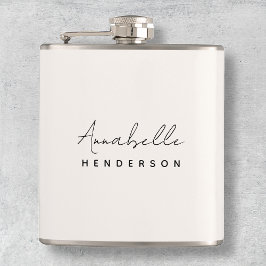 Monogram Neutral Modern Minimalist Stylish Flachmann