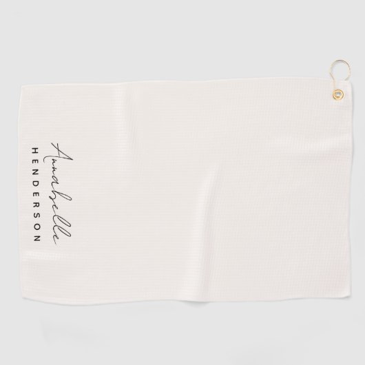 Monogram Neutral Modern Minimalist Stylish Golfhandtuch (Horizontal)