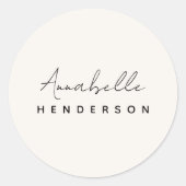 Monogram Neutral Modern Minimalist Stylish Runder Aufkleber (Vorderseite)