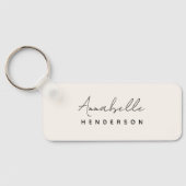Monogram Neutral Modern Minimalist Stylish Schlüsselanhänger (Rückseite)