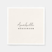 Monogram Neutral Modern Minimalist Stylish Serviette (Vorderseite)