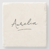 Monogram Neutral Modern Minimalistisch Script Ivor Steinuntersetzer (Vorderseite)