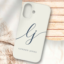 Monogram Neutral Modern Minimalistisch Stylish Ivo iPhone 16 Hülle