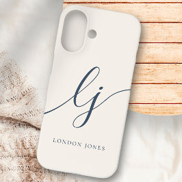 Monogram Neutral Modern Minimalistisch Stylish Ivo iPhone 16 Hülle