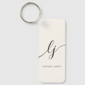 Monogram Neutral Modern Minimalistisch Stylish Ivo Schlüsselanhänger (Vorderseite)