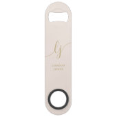 Monogram Neutral Modern Stylish Blush Gold Script Speed Flaschenöffner (Vorderseite)