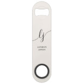 Monogram Neutral Modern Stylish Calligraphy Ivory Speed Flaschenöffner (Vorderseite)