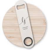 Monogram Neutral Modern Stylish Calligraphy Ivory Speed Flaschenöffner