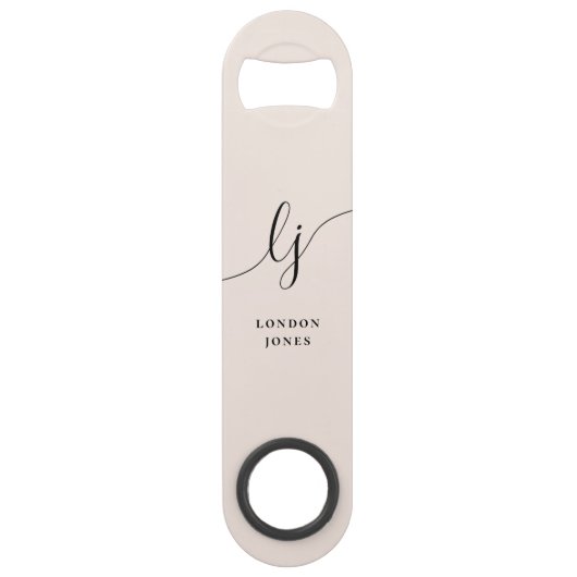 Monogram Neutral Modern Stylish Calligraphy Script Speed Flaschenöffner (Rückseite)