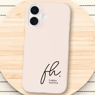 Monogram Neutral Moderne Minimalistisch Stylish Sc iPhone 16 Hülle