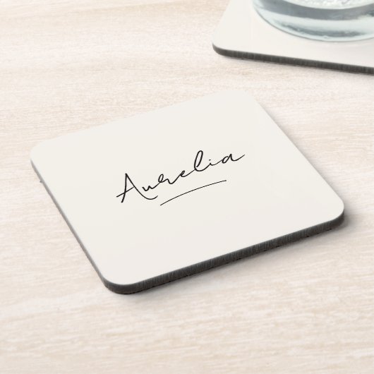 Monogram Neutral Modernes Minimalistisches einfach Getränkeuntersetzer (Linke Seite)