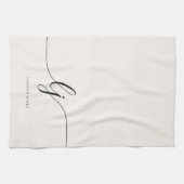 Monogram Neutral Simple Elegant Script Initials Geschirrtuch (Horizontal)