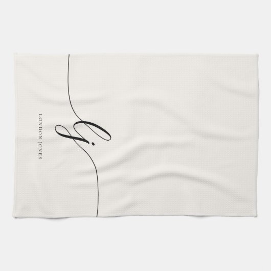 Monogram Neutral Simple Elegant Script Initials Geschirrtuch (Horizontal)