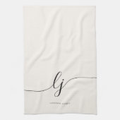 Monogram Neutral Simple Elegant Script Initials Geschirrtuch (Vertikal)