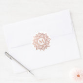 Monogram New Rose Gold Mandala Runder Aufkleber (Umschlag)