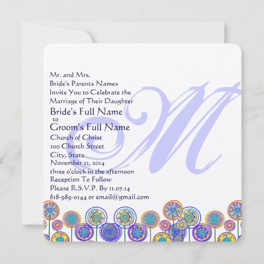 Monogram New Sizes Square Fun Wedding Einladung (Vorderseite)