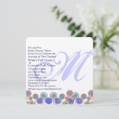 Monogram New Sizes Square Fun Wedding Einladung (Stehend Vorderseite)